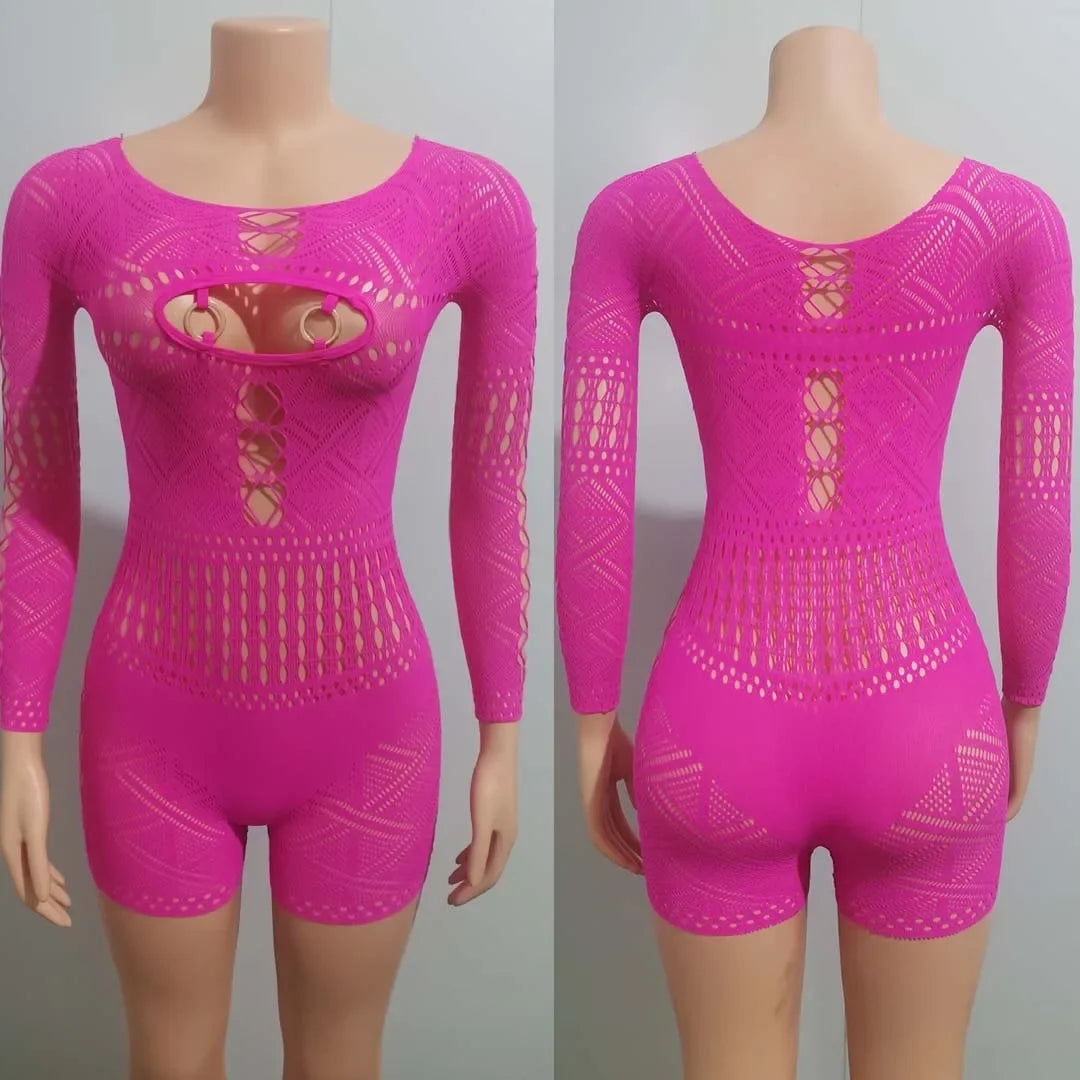 Sheer Sculpt Long Sleeve Romper
