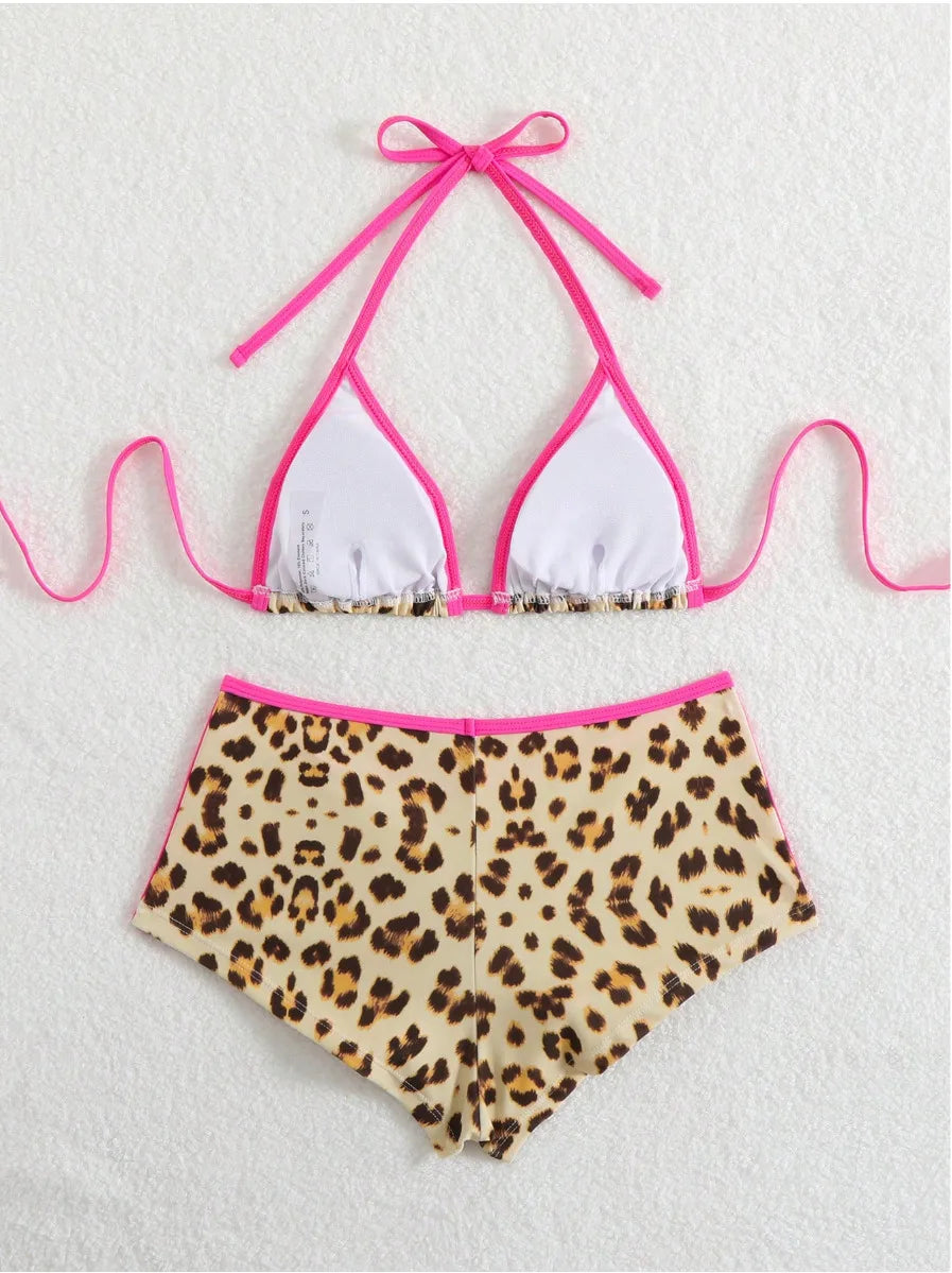 Leopard Bikini + Shorts Set