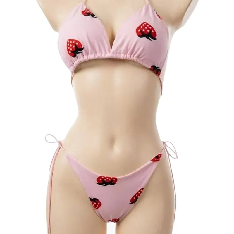 Adjustable Strap Bikini Swimsuit Three-Point Temptation Multi-Color with Chest Pad Milk Silk Polyester Fabric One Size Fits All