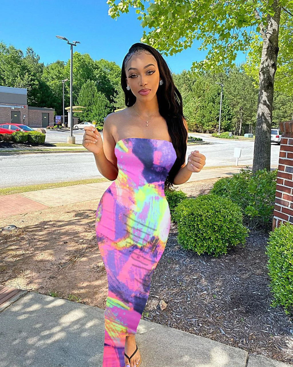 Off-Shoulder Curve Fit Long Dress