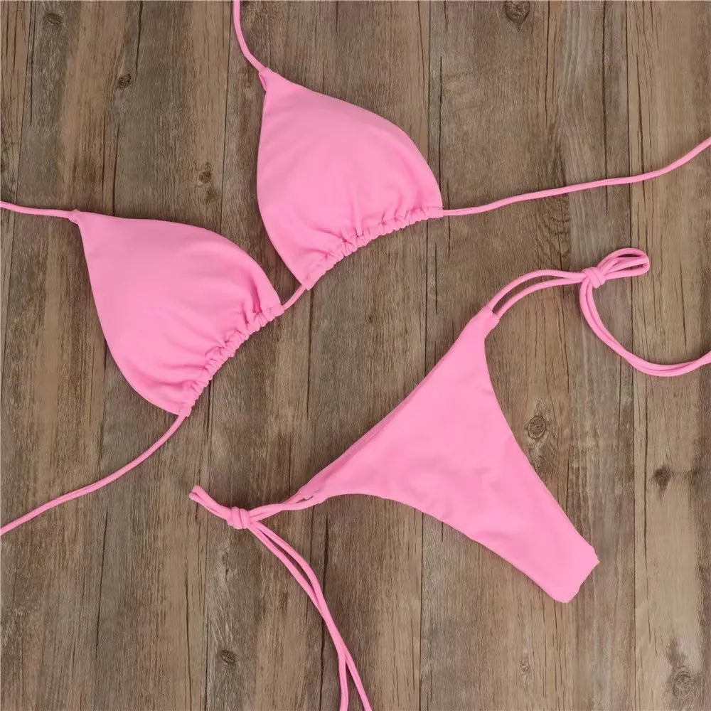 Adjustable Strap Bikini Swimsuit Three-Point Temptation Multi-Color with Chest Pad Milk Silk Polyester Fabric One Size Fits All