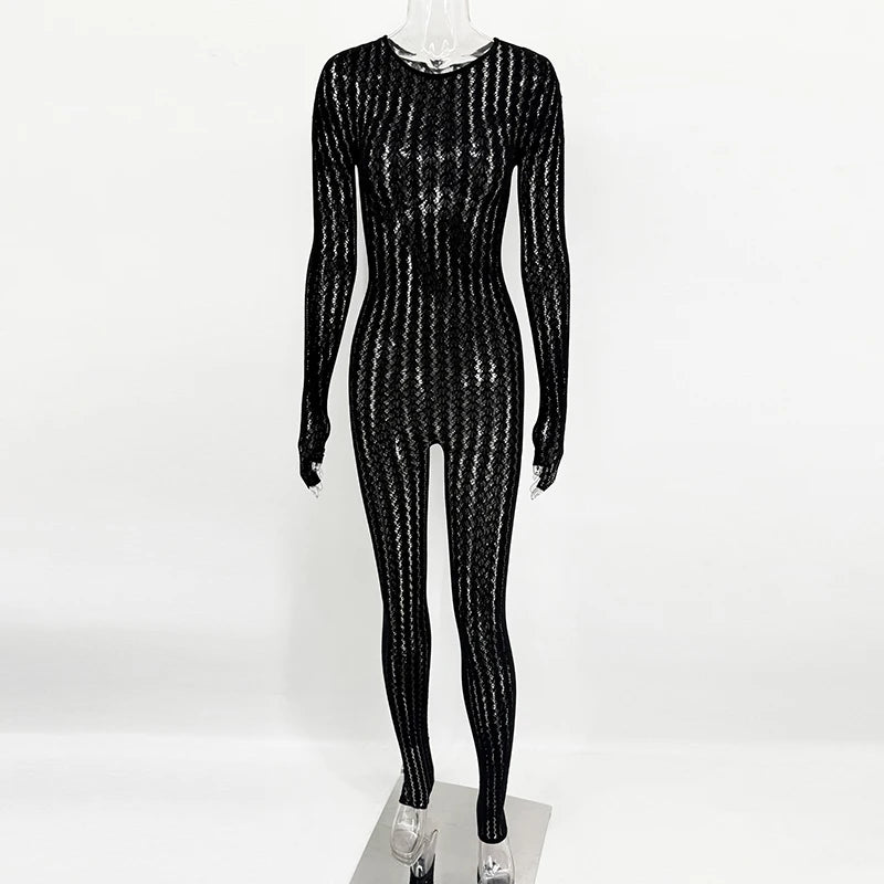 Transparent Mesh Bodysuit Jumpsuit