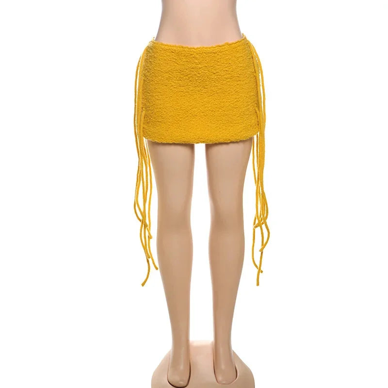 Hip-Hugging Tassel Mini Skirt