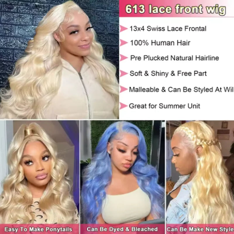 Honey Blonde 613 HD Lace Frontal Wig (13x6) – 250% Density Body Wave