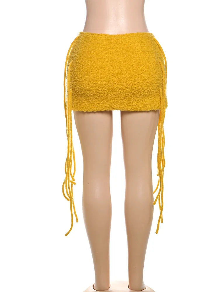 Slim Fit Tassel Hem Mini Skirt