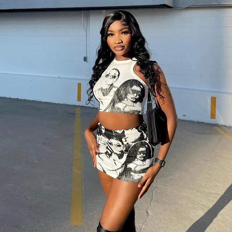 Sleeveless Crop Top & Mini Skirt Set