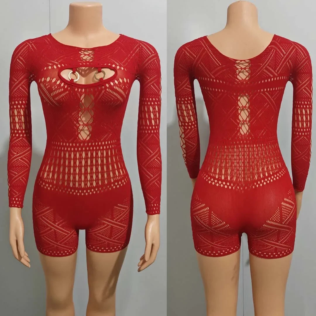 Sheer Sculpt Long Sleeve Romper