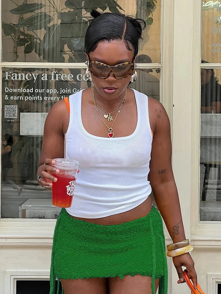 Slim Fit Tassel Hem Mini Skirt