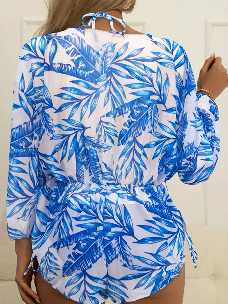 3 Pieces Swimsuit Drawstring Cover-Up Swimwear