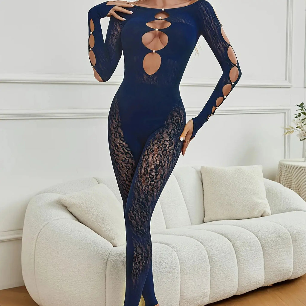 Women's Sheer Mesh Short Sleeve Jumpsuit