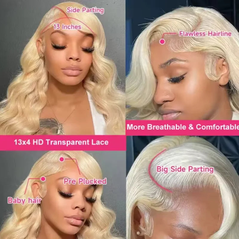 Honey Blonde 613 HD Lace Frontal Wig (13x6) – 250% Density Body Wave