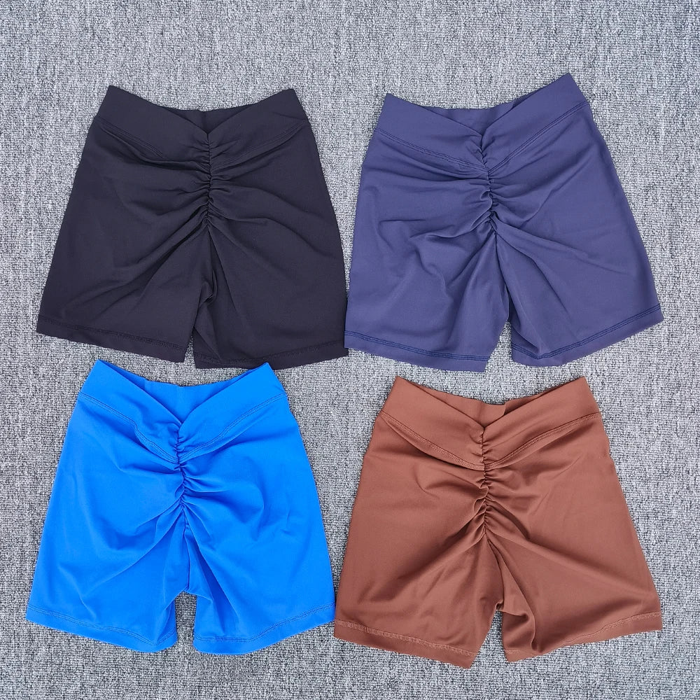 Deep V High-Waist Yoga Shorts