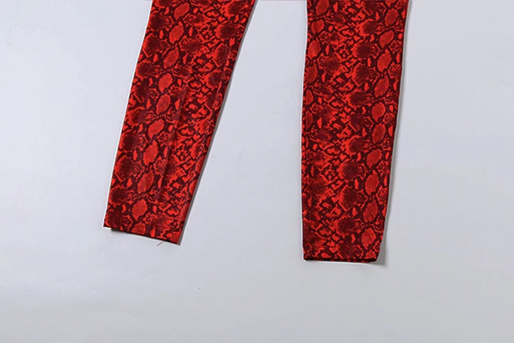 Snake Print Backless Skinny Jumpsuit