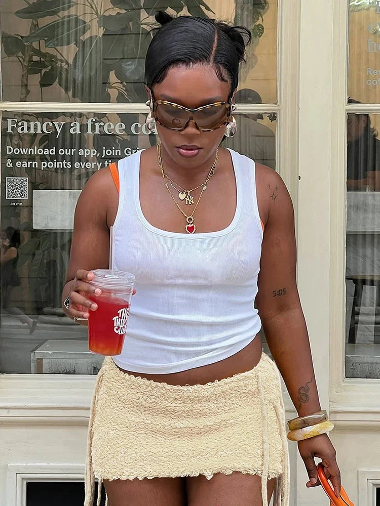 Slim Fit Tassel Hem Mini Skirt
