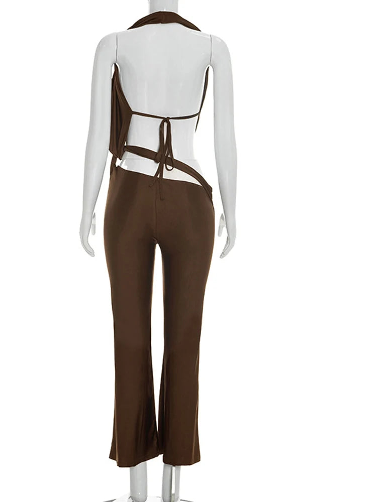 Mocha Muse Backless Jumpsuit