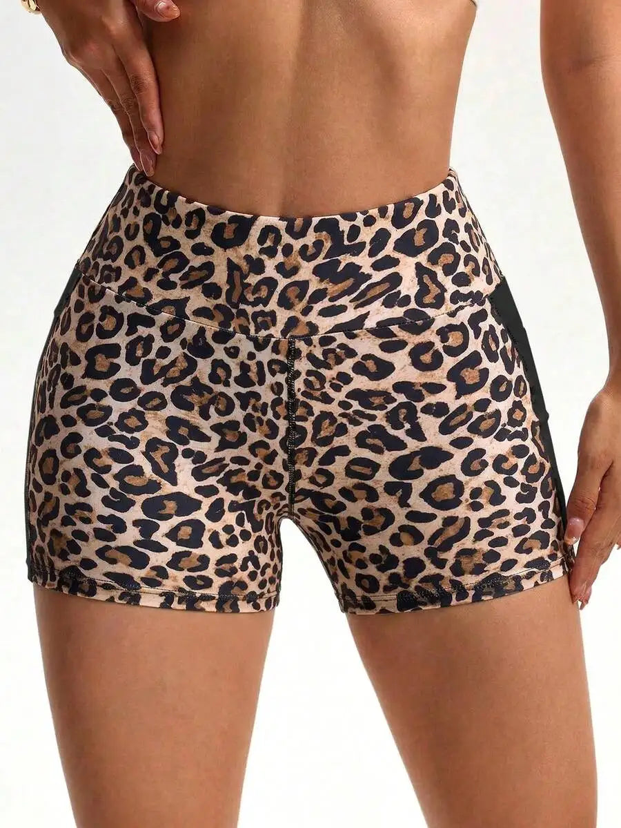 Leopard Print Yoga Shorts