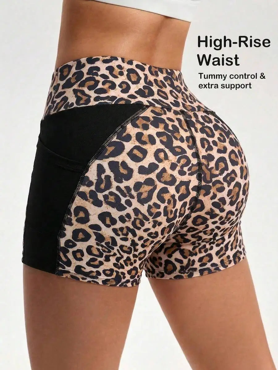 Leopard Print Yoga Shorts