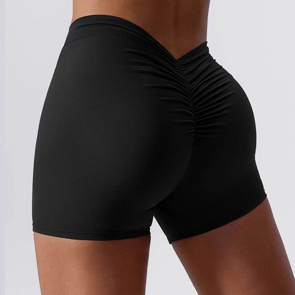 Deep V High-Waist Yoga Shorts