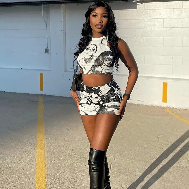 Sleeveless Crop Top & Mini Skirt Set