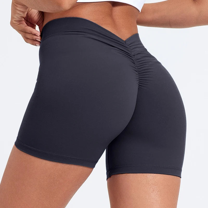 Deep V High-Waist Yoga Shorts